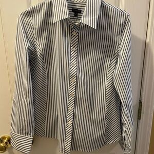 Talbots Women’s Navy and White Striped Dress Blouse
